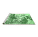 Sideview of Machine Washable Abstract Emerald Green Modern Area Rugs, wshabs5607emgrn
