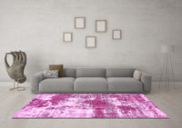 Machine Washable Abstract Pink Modern Rug, wshabs5607pnk