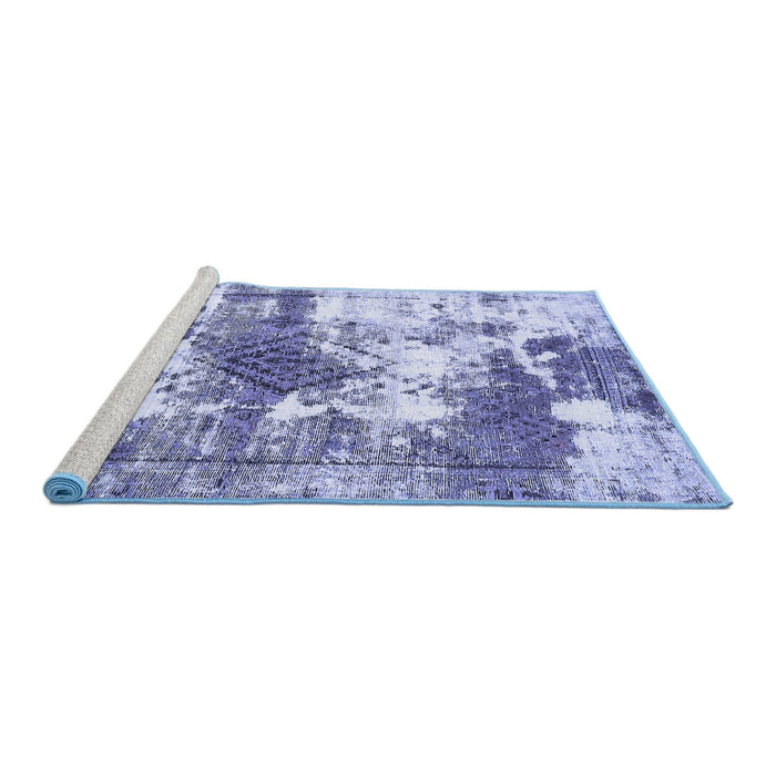Sideview of Machine Washable Abstract Blue Modern Rug, wshabs5607blu
