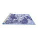 Sideview of Machine Washable Abstract Blue Modern Rug, wshabs5607blu