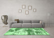 Machine Washable Abstract Emerald Green Modern Area Rugs in a Living Room,, wshabs5607emgrn