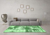 Machine Washable Abstract Emerald Green Modern Rug, wshabs5607emgrn