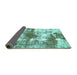 Sideview of Abstract Turquoise Modern Rug, abs5607turq