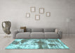 Machine Washable Abstract Light Blue Modern Rug in a Living Room, wshabs5607lblu