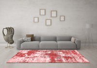 Machine Washable Abstract Red Modern Rug, wshabs5607red