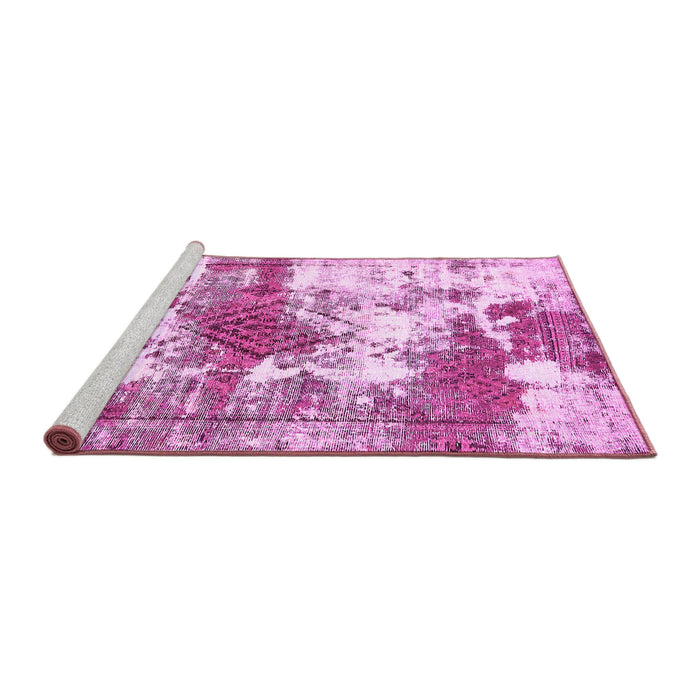 Sideview of Machine Washable Abstract Pink Modern Rug, wshabs5607pnk