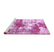 Sideview of Machine Washable Abstract Pink Modern Rug, wshabs5607pnk