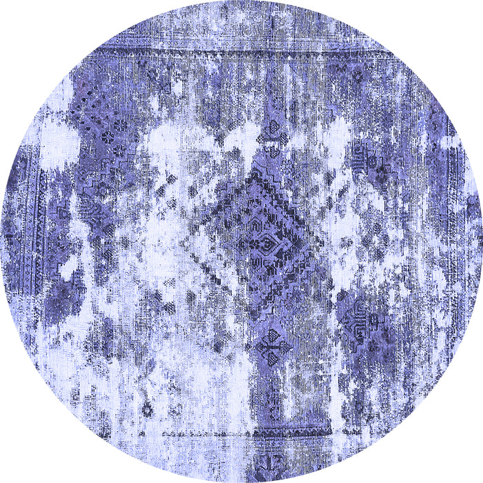 Round Abstract Blue Modern Rug, abs5607blu