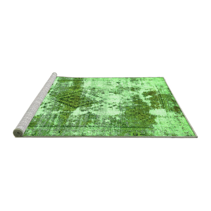 Sideview of Machine Washable Abstract Green Modern Area Rugs, wshabs5607grn