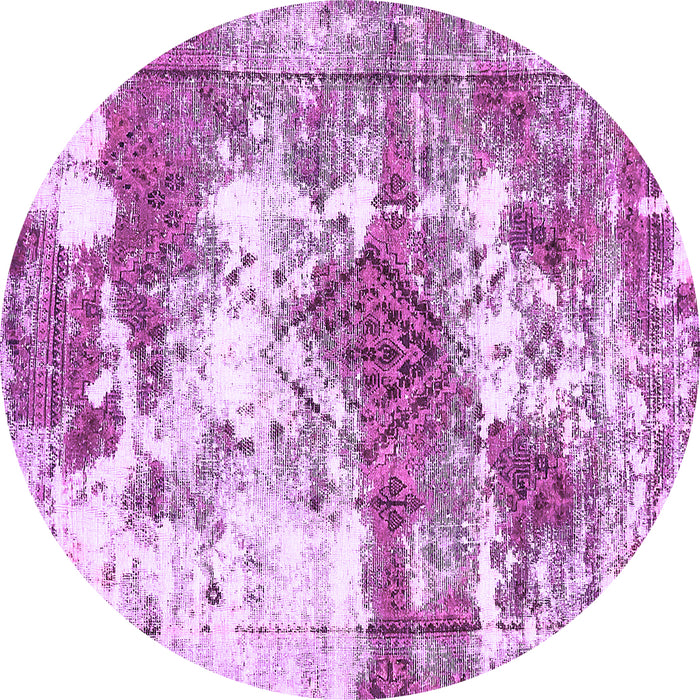 Round Machine Washable Abstract Purple Modern Area Rugs, wshabs5607pur