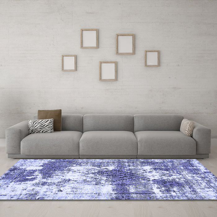 Machine Washable Abstract Blue Modern Rug in a Living Room, wshabs5607blu