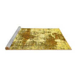 Sideview of Machine Washable Abstract Yellow Modern Rug, wshabs5607yw