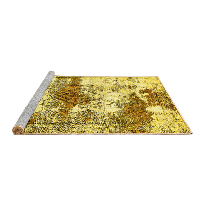 Sideview of Machine Washable Abstract Yellow Modern Rug, wshabs5607yw