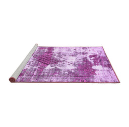 Sideview of Machine Washable Abstract Purple Modern Area Rugs, wshabs5607pur