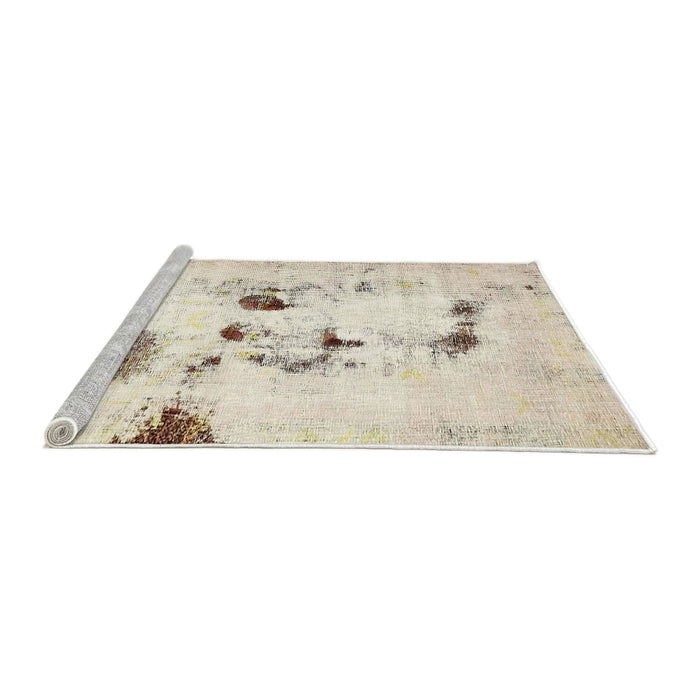 Sideview of Machine Washable Abstract Camel Brown Rug, wshabs5608