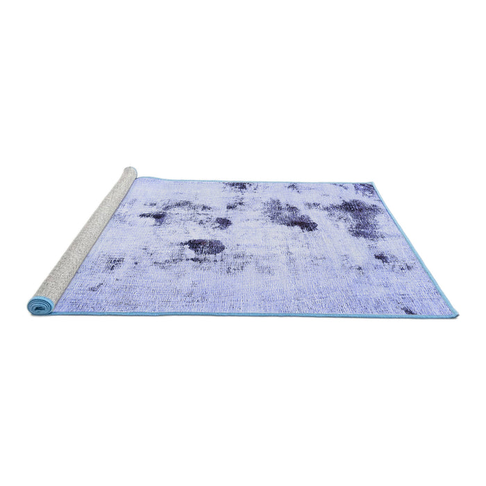 Sideview of Machine Washable Solid Blue Modern Rug, wshabs5608blu