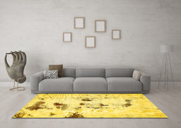 Machine Washable Solid Yellow Modern Rug in a Living Room, wshabs5608yw