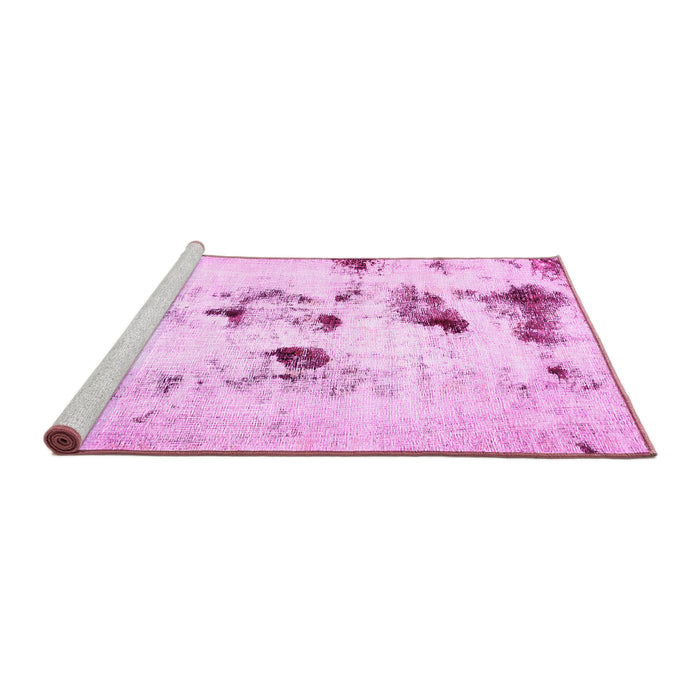 Sideview of Machine Washable Solid Pink Modern Rug, wshabs5608pnk