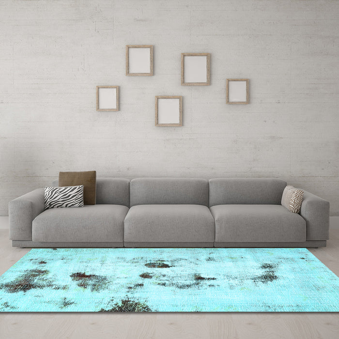 Machine Washable Solid Light Blue Modern Rug in a Living Room, wshabs5608lblu