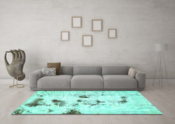 Machine Washable Solid Turquoise Modern Area Rugs in a Living Room,, wshabs5608turq