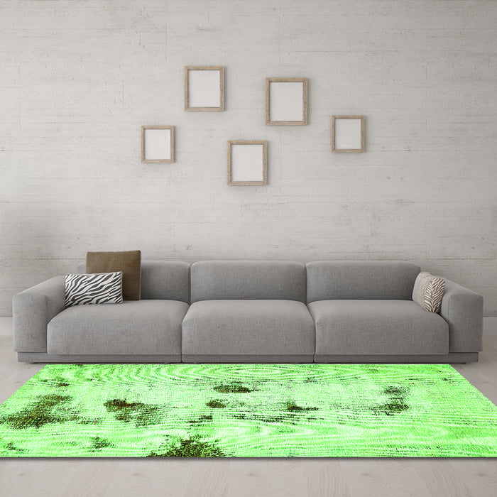 Machine Washable Solid Green Modern Area Rugs in a Living Room,, wshabs5608grn