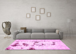 Machine Washable Solid Pink Modern Rug in a Living Room, wshabs5608pnk