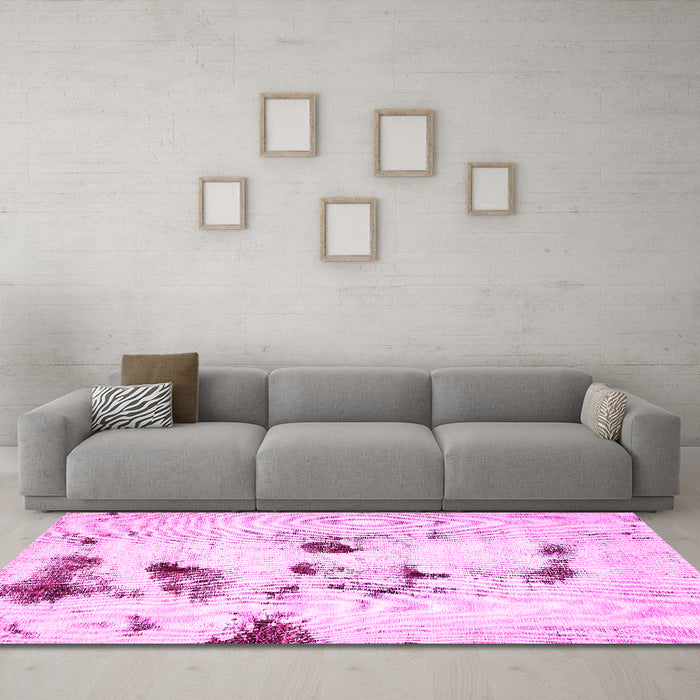 Machine Washable Solid Pink Modern Rug in a Living Room, wshabs5608pnk