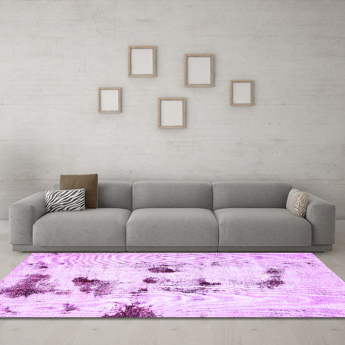 Machine Washable Solid Purple Modern Area Rugs in a Living Room, wshabs5608pur
