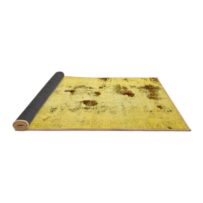 Sideview of Solid Yellow Modern Rug, abs5608yw