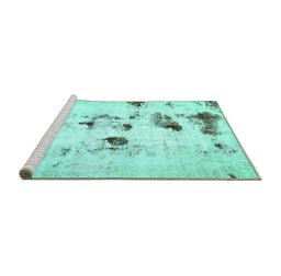 Sideview of Machine Washable Solid Turquoise Modern Area Rugs, wshabs5608turq