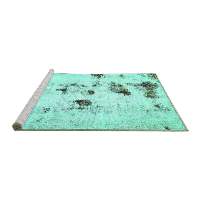 Sideview of Machine Washable Solid Turquoise Modern Area Rugs, wshabs5608turq