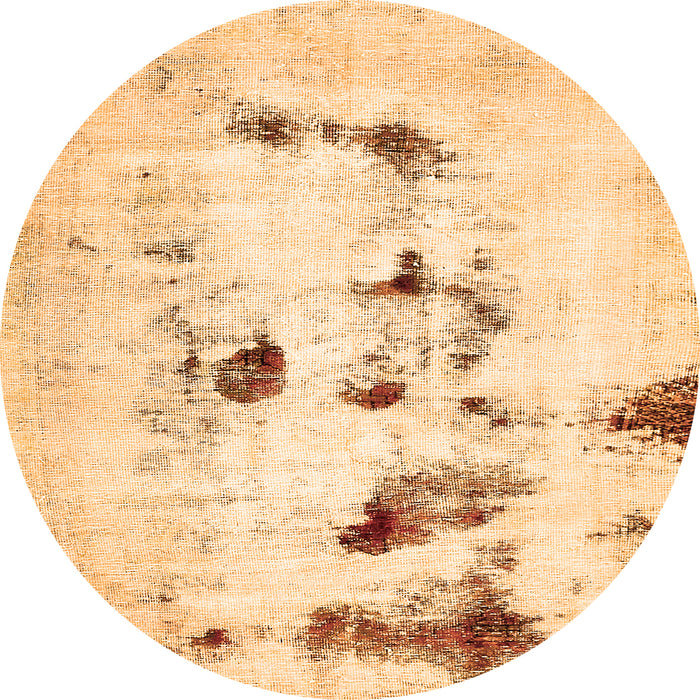 Round Machine Washable Solid Orange Modern Area Rugs, wshabs5608org