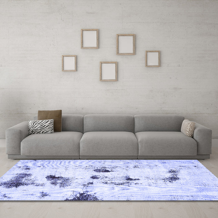 Machine Washable Solid Blue Modern Rug in a Living Room, wshabs5608blu