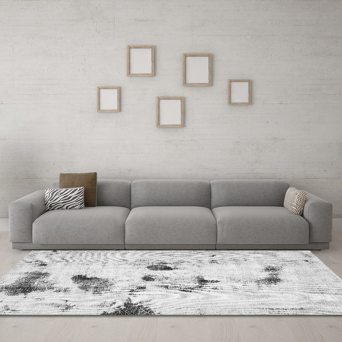 Machine Washable Solid Gray Modern Rug in a Living Room,, wshabs5608gry