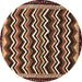 Round Machine Washable Abstract Brown Modern Rug, wshabs5609brn