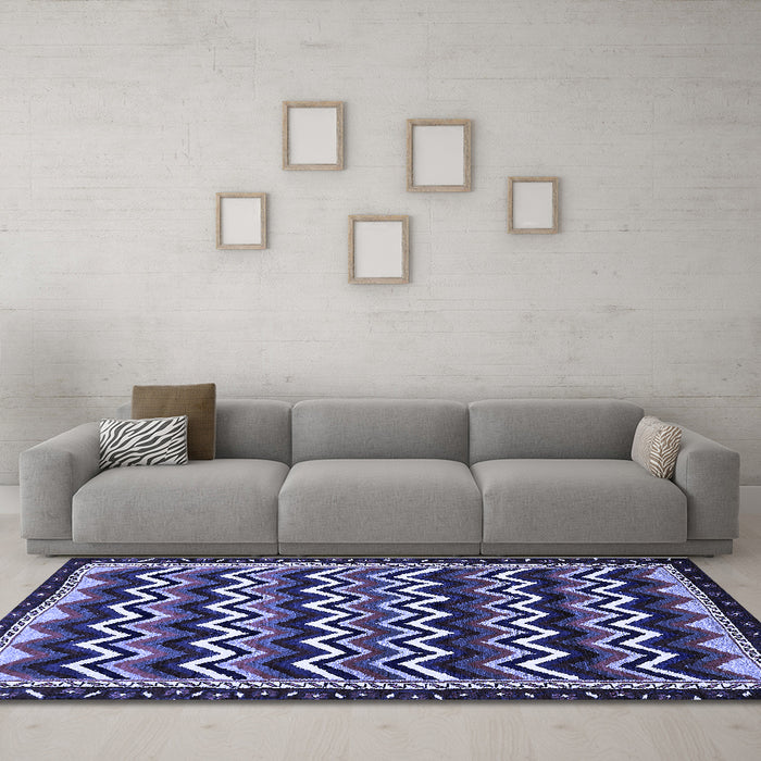Machine Washable Abstract Blue Modern Rug in a Living Room, wshabs5609blu