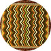 Round Abstract Yellow Modern Rug, abs5609yw