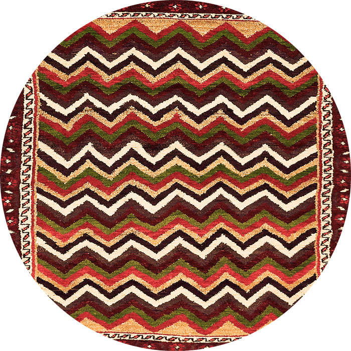 Round Machine Washable Abstract Orange Modern Area Rugs, wshabs5609org