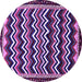 Round Machine Washable Abstract Purple Modern Area Rugs, wshabs5609pur