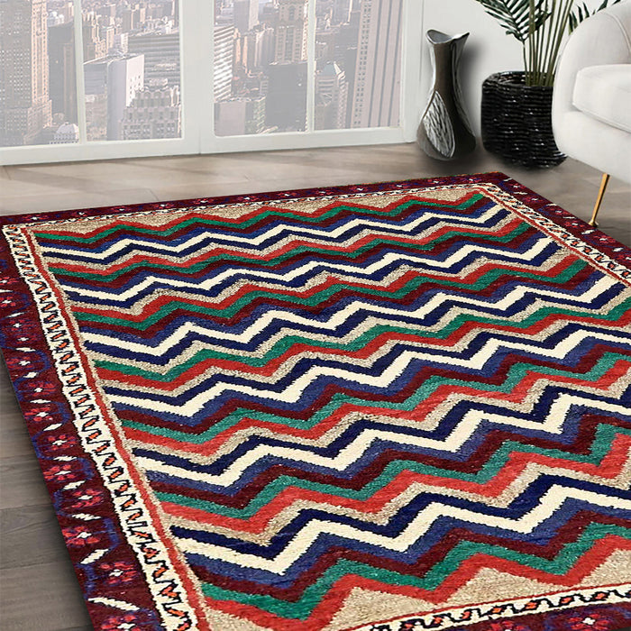 Abstract Gunmetal Gray Modern Rug in Family Room, abs5609