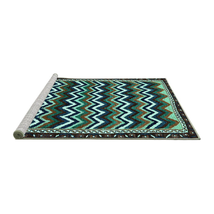 Sideview of Machine Washable Abstract Turquoise Modern Area Rugs, wshabs5609turq
