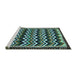 Sideview of Machine Washable Abstract Turquoise Modern Area Rugs, wshabs5609turq