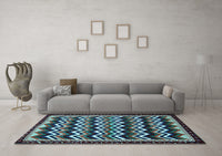 Machine Washable Abstract Light Blue Modern Rug, wshabs5609lblu