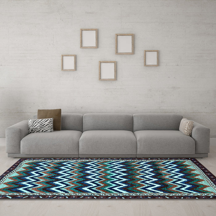Machine Washable Abstract Light Blue Modern Rug in a Living Room, wshabs5609lblu