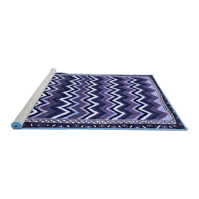 Sideview of Machine Washable Abstract Blue Modern Rug, wshabs5609blu