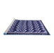 Sideview of Machine Washable Abstract Blue Modern Rug, wshabs5609blu