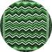 Round Abstract Emerald Green Modern Rug, abs5609emgrn