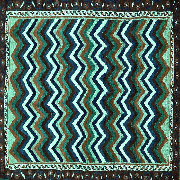 Square Machine Washable Abstract Turquoise Modern Area Rugs, wshabs5609turq