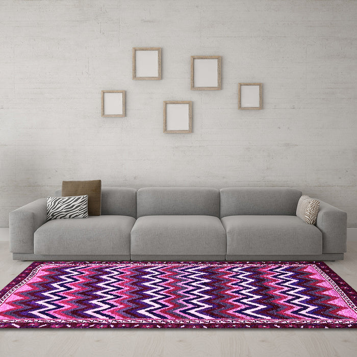 Machine Washable Abstract Pink Modern Rug in a Living Room, wshabs5609pnk