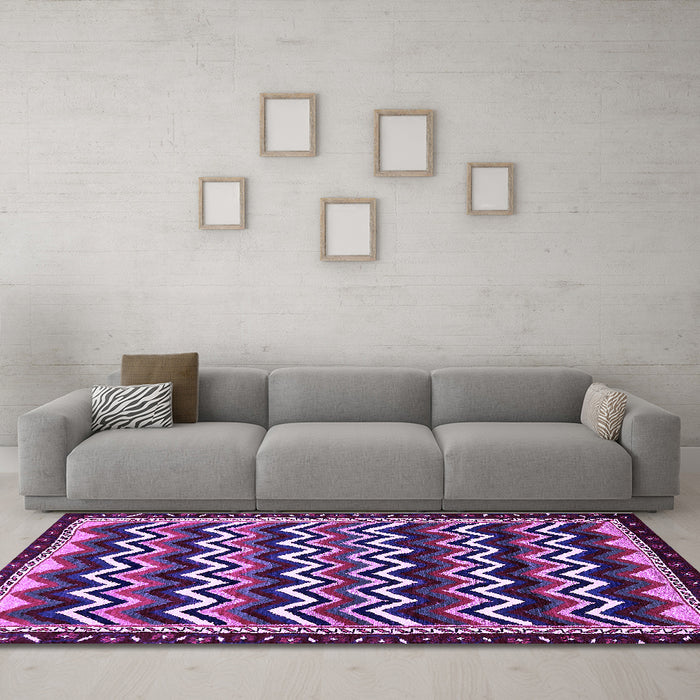 Machine Washable Abstract Purple Modern Area Rugs in a Living Room, wshabs5609pur